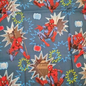 Cotton Fabric Spiderman Marvel Springs Creative 2010 Blue Comic  23 x 43
